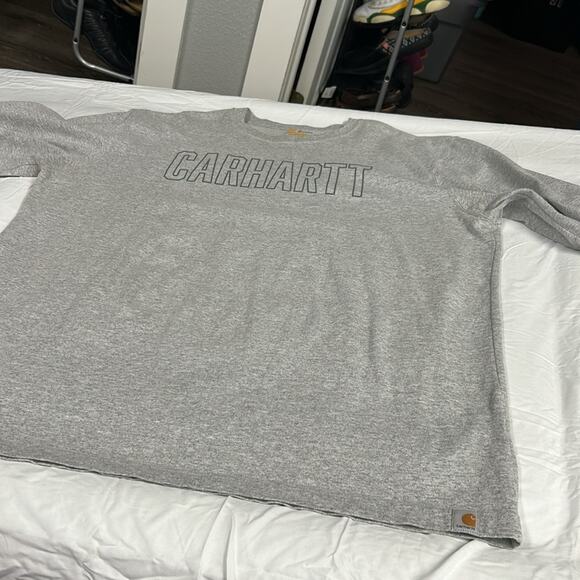 Carhartt Spell Out Chest Logo Original Fit Gray Long Sleeve Shirt Men’s XL - Picture 3 of 8